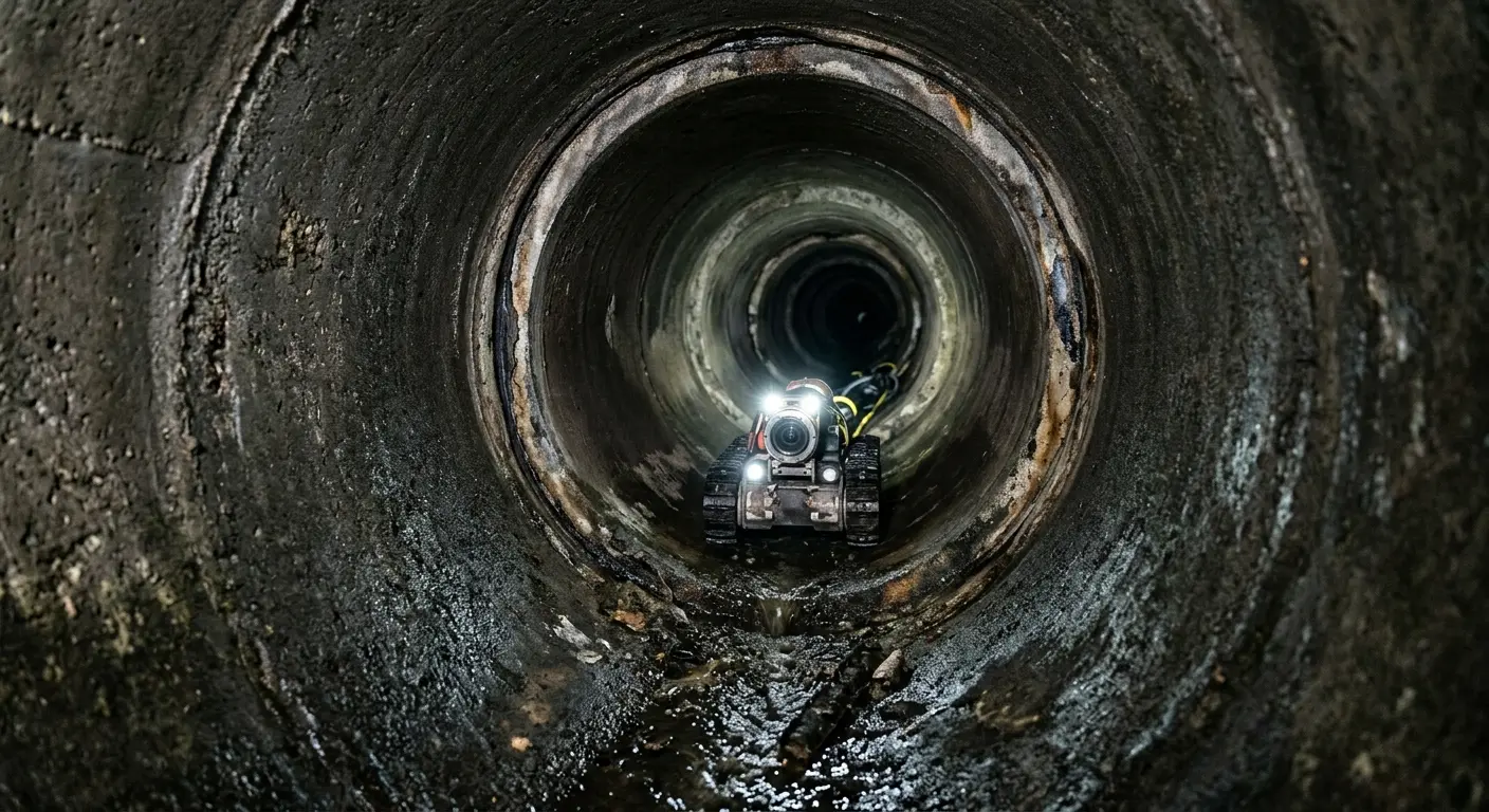 Robotic sewer camera inspecting pipe interior for Sewer Line Cleaning in Murrysville